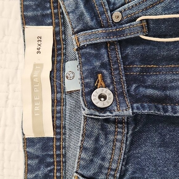 Free Planet Men's Jeans 34x32 Casual Tapered Stretch Sustainable Denim Pants NWT - Picture 10 of 14